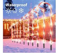 Guirlandes lumineuses de Noël AGNESG - Lumières de canne de Noël 10PCS - Blanc et rouge - LED - Extérieur