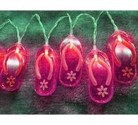 Guirlandes lumineuses d'extérieur, Guirlande lumineuse multicolore 3D en forme de tongs, 2 m (6,6 pi), 20 LED, for fête plein air sur la plage(Pink)