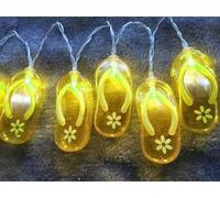 Guirlandes lumineuses d'extérieur, Guirlande lumineuse multicolore 3D en forme de tongs, 2 m (6,6 pi), 20 LED, for fête plein air sur la plage(Yellow)