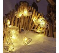 Guirlandes Lumineuses, lanternes LED d'extérieur et d'intérieur à LED Love Rattan l'extérieur, éclairage de Vacances, lumières de Patio, guirlandes Lumineuses USB romantiques en Forme de cœur Edison,