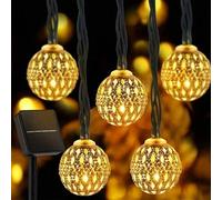 Guirlandes lumineuses solaires à boules marocaines 20/30 LED avec 8 modes d'éclairage, étanches, lampions suspendus pour maison, jardin, terrasse, buissons, sentier, camping, mariage, fête, anniversai