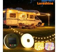 Guirlandes Solaires de Camping Lureshine Lumière LED de Camp Étanche Portable 2 en 1 Avec 13 Modes d'éclairage Lanterne de Tente Rechargeable Suspendue Pour Jardin Extérieur Patio Party Essentials