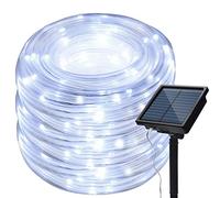 Guirlandes Solaires Extérieures, 30M 300 LED Lumières Imperméables de Jardin de Tube de fil de Cuivre, Lumières Extérieures de Corde (Blanc)