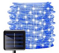 Guirlandes Solaires Extérieures, 30M 300 LED Lumières Imperméables de Jardin de Tube de fil de Cuivre, Lumières Extérieures de Corde (Bleu)
