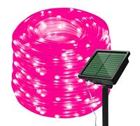 Guirlandes Solaires Extérieures, 30M 300 LED Lumières Imperméables de Jardin de Tube de fil de Cuivre, Lumières Extérieures de Corde (Rose)