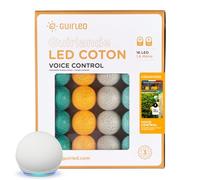 GuirLED - Guirlande lumineuse boules coton LED USB - Commande Vocale - Amazon Alexa & Google Assistant - Programmable à l'infini - Adaptateur secteur 2xUSB inclus - 16 boules 1.6m - Hémisphère
