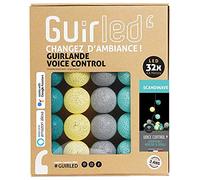GuirLED - Guirlande lumineuse boules coton LED USB - Commande Vocale - Amazon Alexa & Google Assistant - Programmable à l'infini - Adaptateur secteur 2xUSB inclus -32 boules 3.2m - Scandinave
