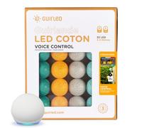 GuirLED - Guirlande lumineuse boules coton LED USB - Commande Vocale - Amazon Alexa & Google Assistant - Programmable à l'infini - Adaptateur secteur 2xUSB inclus -32 boules 3.2m - Hémisphère