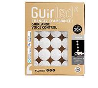 GuirLED - Guirlande lumineuse boules coton LED USB - Commande Vocale - Amazon Alexa & Google Assistant - Programmable à l'infini - Chargeur double USB 2A inclus - 16 boules - Flocon
