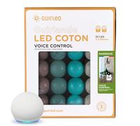 GuirLED - Guirlande lumineuse boules coton LED USB - Commande Vocale - Amazon Alexa & Google Assistant - Programmable à l'infini - Adaptateur secteur 2xUSB inclus -32 boules 3.2m - Mangrove