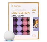 GuirLED - Guirlande lumineuse boules coton LED USB - Commande Vocale - Amazon Alexa & Google Assistant - Programmable à l'infini - Adaptateur secteur 2xUSB inclus -32 boules 3.2m - Provence