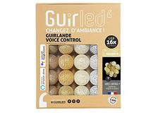 GuirLED - Guirlande lumineuse boules coton LED USB - Commande Vocale - Amazon Alexa & Google Assistant - Programmable à l'infini - Adaptateur secteur 2xUSB inclus - 16 boules 1.6m - Radiance