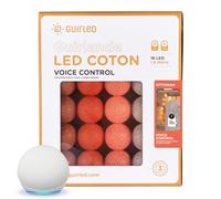 GuirLED - Guirlande lumineuse boules coton LED USB - Commande Vocale - Amazon Alexa & Google Assistant - Programmable à l'infini - Chargeur double USB 2A inclus - 16 boules - Ottoman