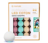 GuirLED - Guirlande lumineuse boules coton LED USB - Commande Vocale - Amazon Alexa & Google Assistant - Programmable à l'infini - Adaptateur secteur 2xUSB inclus -32 boules 3.2m - Bébé