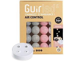 GuirLED - Guirlande lumineuse boules coton LED USB - Télécommande sans fil - Chargeur double USB 2A inclus - 4 intensités - 24 boules 2.4m - Églantine