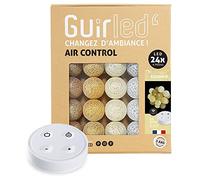GuirLED - Guirlande lumineuse boules coton LED USB - Télécommande sans fil - Veilleuse bébé 2h - Adaptateur secteur double USB 2A inclus - 4 intensités - 24 boules 2.4m - Radiance