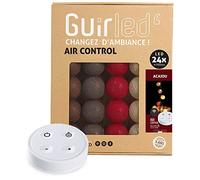 GuirLED - Guirlande lumineuse boules coton LED USB - Télécommande sans fil - Veilleuse bébé 2h - Adaptateur secteur double USB 2A inclus - 4 intensités - 24 boules 2.4m - Acajou