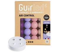 GuirLED - Guirlande lumineuse boules coton LED USB - Télécommande sans fil - Veilleuse bébé 2h - Adaptateur secteur double USB 2A inclus - 4 intensités - 24 boules 2.4m - Provence