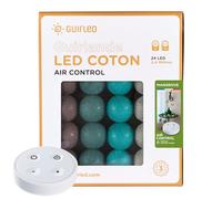 GuirLED - Guirlande lumineuse boules coton LED USB - Télécommande sans fil - Veilleuse bébé 2h - Adaptateur secteur double USB 2A inclus - 4 intensités - 24 boules 2.4m - Mangrove