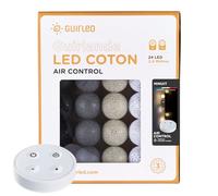 GuirLED - Guirlande lumineuse boules coton LED USB - Télécommande sans fil - Veilleuse bébé 2h - Adaptateur secteur double USB 2A inclus - 4 intensités - 24 boules 2.4m - Minuit