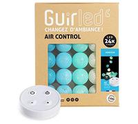 GuirLED - Guirlande lumineuse boules coton LED USB - Télécommande sans fil - Veilleuse bébé 2h - Adaptateur secteur double USB 2A inclus - 4 intensités - 24 boules 2.4m - Horizon