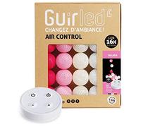 GuirLED - Guirlande lumineuse boules coton LED USB - Télécommande sans fil - Veilleuse bébé 2h - Adaptateur secteur double USB 2A inclus - 4 intensités - 16 boules 1.6m - Tagada