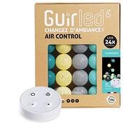 GuirLED - Guirlande lumineuse boules coton LED USB - Télécommande sans fil - Veilleuse bébé 2h - Adaptateur secteur double USB 2A inclus - 4 intensités - 24 boules 2.4m - Scandinave