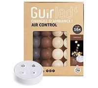 GuirLED - Guirlande lumineuse boules coton LED USB - Télécommande sans fil - Veilleuse bébé 2h - Adaptateur secteur double USB 2A inclus - 4 intensités - 16 boules 1.6m - Chocolat