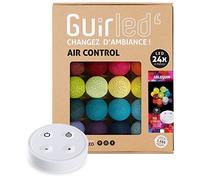 GuirLED - Guirlande lumineuse boules coton LED USB - Télécommande sans fil - Veilleuse bébé 2h - Adaptateur secteur double USB 2A inclus - 4 intensités - 24 boules 2.4m - Arlequin