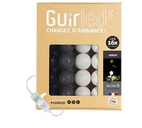 GuirLED - Guirlande lumineuse boules coton LED USB - Veilleuse bébé 2h - Adaptateur secteur double USB 2A inclus - 3 intensités - 16 boules 1.6m - Minuit