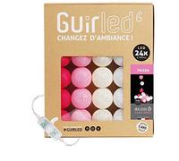 GuirLED - Guirlande lumineuse boules coton LED USB - Veilleuse bébé 2h - Adaptateur secteur double USB 2A inclus - 3 intensités - 24 boules 2.4m - Tagada