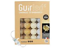 GuirLED - Guirlande lumineuse boules coton LED USB - Veilleuse bébé 2h - Adaptateur secteur double USB 2A inclus - 3 intensités - 16 boules 1.6m - Radiance