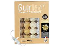 GuirLED - Guirlande lumineuse boules coton LED USB - Veilleuse bébé 2h - Adaptateur secteur double USB 2A inclus - 3 intensités - 32 boules 3.2m - Radiance