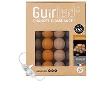 GuirLED - Guirlande lumineuse boules coton LED USB - Veilleuse bébé 2h - Adaptateur secteur double USB 2A inclus - 3 intensités - 24 boules 2.4m - Mesopotamia