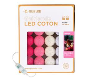 GuirLED - Guirlande lumineuse boules coton LED USB - Veilleuse bébé 2h - Adaptateur secteur double USB 2A inclus - 3 intensités - 16 boules 1.6m - Tagada