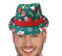GUIRMA - Borsalino DÉCORATIONS NOËL Polyester Vert Adulte - Accessoire de déguisement - Cosplay pour Noël - Thême(s) : Père Noël