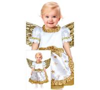 GUIRMA | Costume d'Ange Doré Bébé (12-18 Mois) - Robe et Ailes - Costumes de Noël et Nouvel An pour Bébés - Idéal pour Fêtes d'Anges et Célébrations - Fille - Blanc et Or