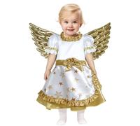 GUIRMA | Costume d'Ange Doré Bébé (18-24 Mois) - Robe et Ailes - Costumes de Noël et Nouvel An pour Bébés - Idéal pour Fêtes d'Anges et Célébrations - Fille - Blanc et Or