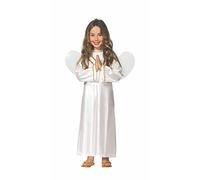 GUIRMA | Costume d'Ange Enfant (7-9 ans) - Ailes et Robe - Costumes de Noël, Nouvel An et Fêtes Costumées - Idéal pour Enfants et Filles - Unisexe - Blanc