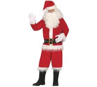 GUIRMA | Costume de Clown Luxe (48-50/M) - Barbe, Veste, Ceinture, Bonnet, Gants, Pantalon et Jambières - Tenue de Père Noël pour Nouvel An - Idéal pour Homme Adulte - Rouge et Blanc