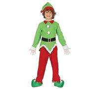 GUIRMA | Costume de Lutin Enfant (7-9 ans) - T-shirt, Ceinture, Bonnet et Pantalon - Costumes de Noël, Contes et Fées pour Fêtes du Nouvel An et Célébrations - Unisexe - Vert et Rouge