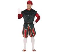 GUIRMA | Costume de Lutin Page pour Homme (48-50/M) - Veste, Chapeau et Pantalon - Costumes de Noël et Nouvel An pour Fêtes Costumées et Célébrations - Idéal pour Adultes - Rouge et Vert