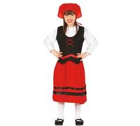 GUIRMA | Costume de Pastorcita Enfant (10-12 ans) - Chemise, Jupe et Foulard - Costumes pour Fêtes et Célébrations - Idéal pour Filles - Rouge et Noir
