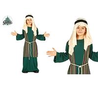 GUIRMA | Costume de Saint Joseph Berger Enfant (5-6 ans) - Gilet, Ceinture, Coiffe et Tunique - Costumes de Noël et Nouvel An pour Fêtes Enfantines et Célébrations - Idéal pour Enfants - Vert