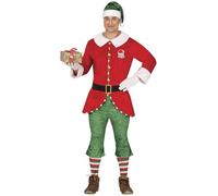 GUIRMA | Costume de Santa Helper pour Homme (52-54/L) - Veste, Pantalon, Ceinture, Bonnet et Manchons - Costumes de Noël et Nouvel An pour Fêtes de Père Noël - Rouge et Vert