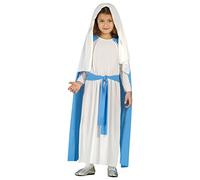 GUIRMA | Costume Vierge Marie Enfant (10-12 ans) - Cape, Ceinture, Tiare et Tunique - Costumes de Noël et Nouvel An pour Filles - Idéal pour Fêtes et Célébrations - Bleu et Blanc