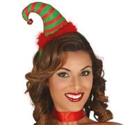 GUIRMA | Serre-tête Bonnet de Lutin (Taille Unique) - Accessoire de Noël pour Costume de Lutin et Fêtes de Contes et Fées - Idéal pour Adultes Unisexe à Noël et Nouvel An - Vert et Rouge