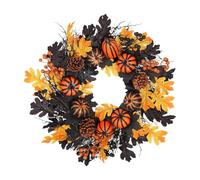 Guirnalda De Fiesta De Otoño - Corona Con Calabaza Artificial Y Hojas De Arce | Decoración De Otoño Para Puerta, Balcón, Jardín, Porche, Ventana, Césped, Exhibición Interior Exterior