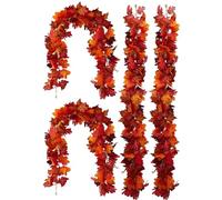 Guirnalda Fall Leaves - 4 pièces Faux Thanksgiving | Guirlande résistante au Climat - Rendez-Vous saisonnier pour l', l'entrée, la terrasse, Le Balcon, Le Jardin, la fenêtre