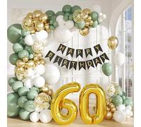 Guirxiété de ballons avec confettis en arc, kit de décoration pour fête d'anniversaire, mariage, révélation du genre, fête préChristophe, vert sauge, 60e, blanc et or NO.5